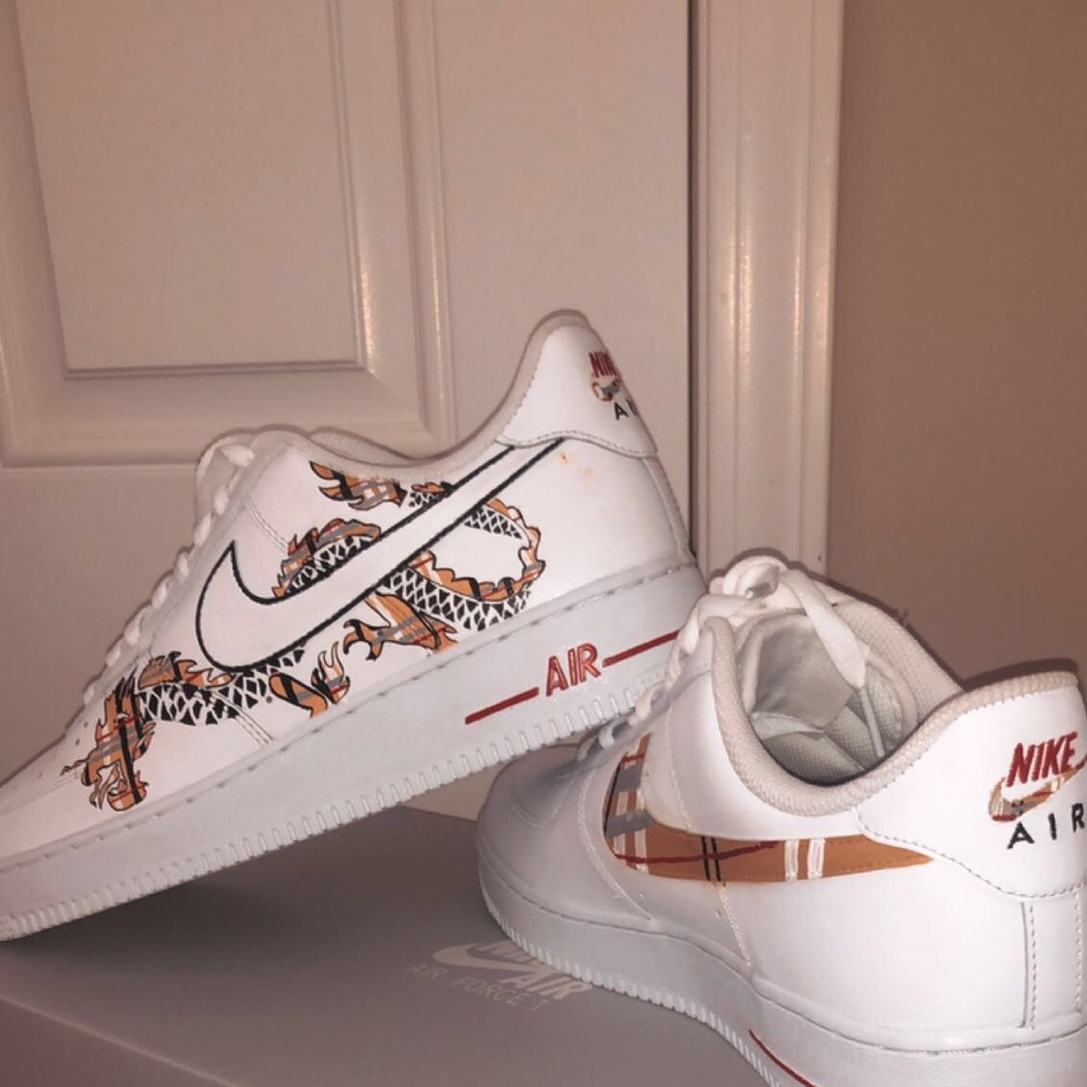Hand painted Burberry dragon shoes